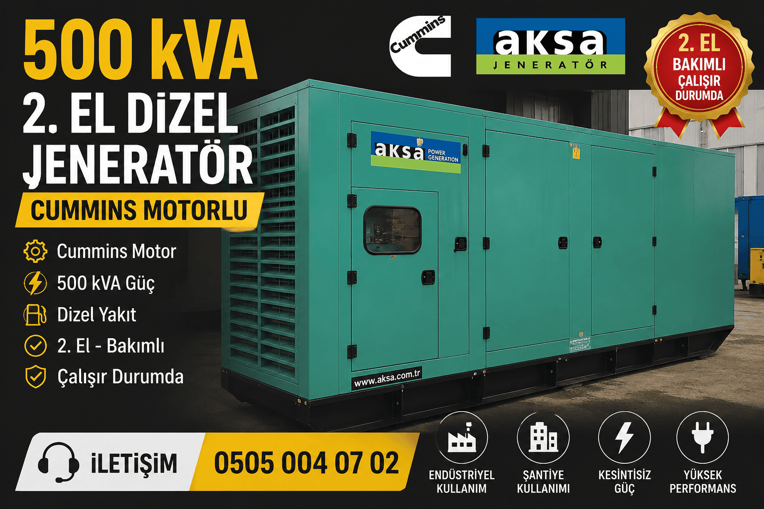 2. el 500 kva aksa jeneratör